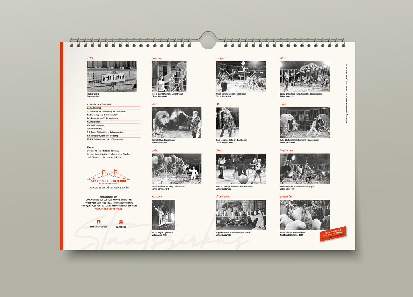 Zirkuskalender Kalender 2026 "Vorsicht Raubtiere!" - Jetzt vorbestellen und Gratiszugabe sichern!